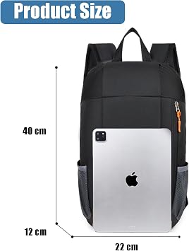 Small Hiking Backpack - 10L Lightweight Compact Daypack for Outdoor Travel, Camping, Cycling & Climbing, with Chest Strap for Women, Men & Teenagers (Black)