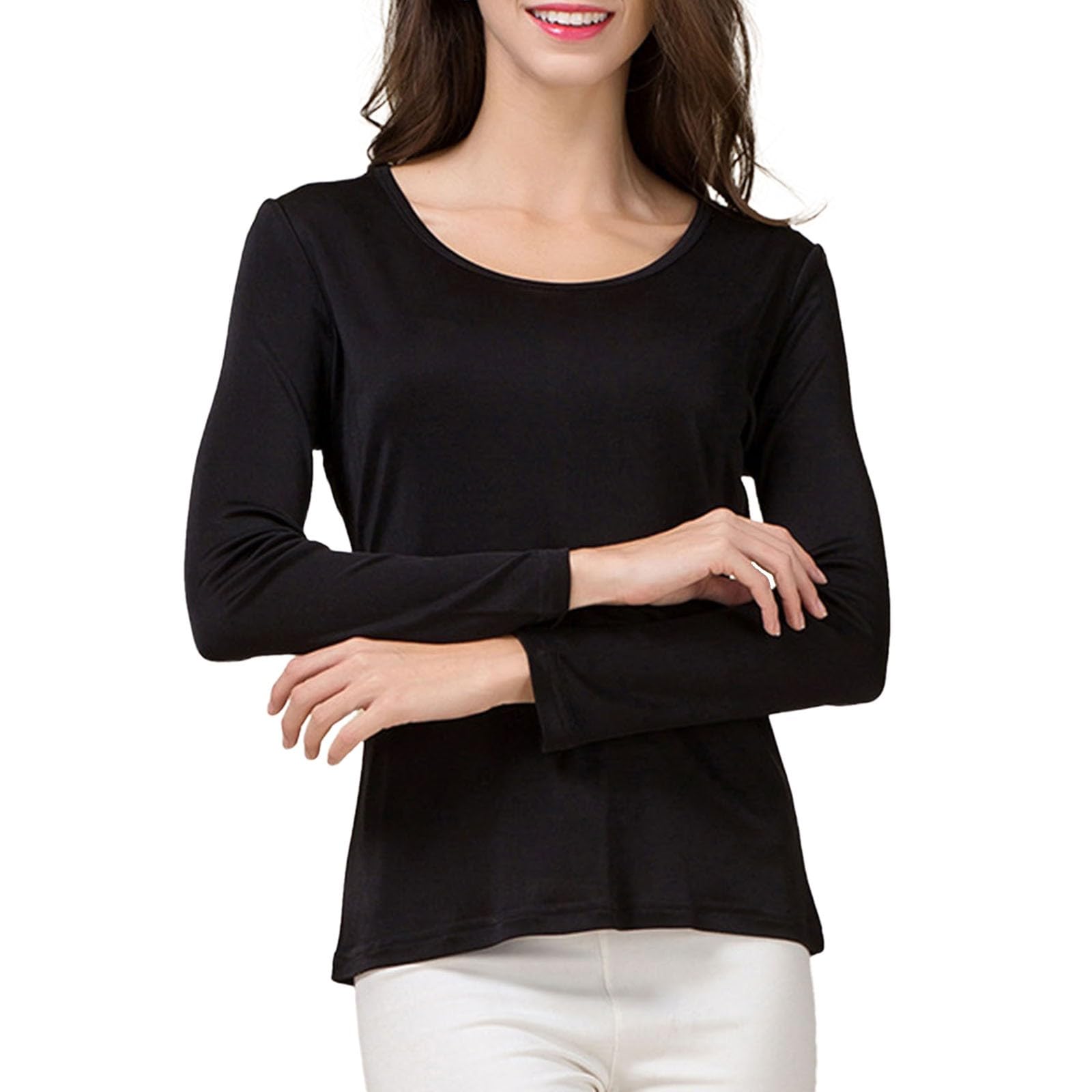 Blouse Femme Chic Et Élégant Pull tricoté Double en Soie pour Femme, Grande, Chemise à Enfiler Top Noire Casual Tee Shirt Tunique Chemise Élégante Shirts Blouses