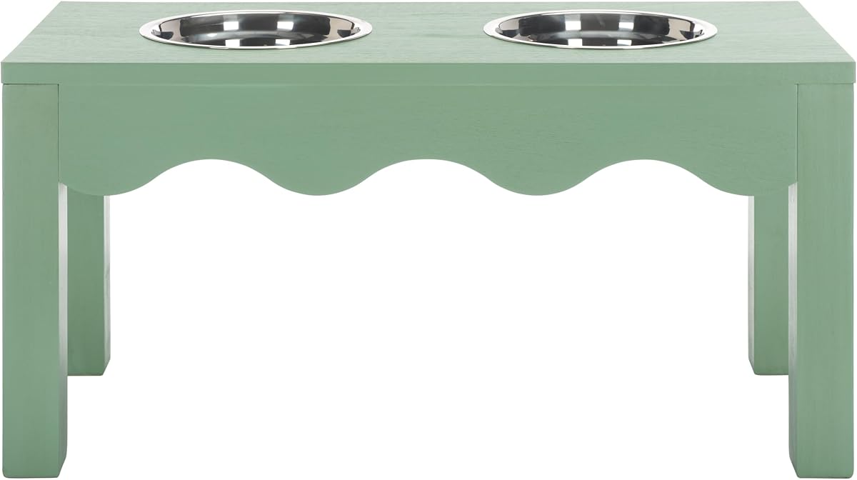 SAFAVIEH Home Collection Lilith Sage Green - Comedero elevado para mascotas, soporte para cuenco para perros