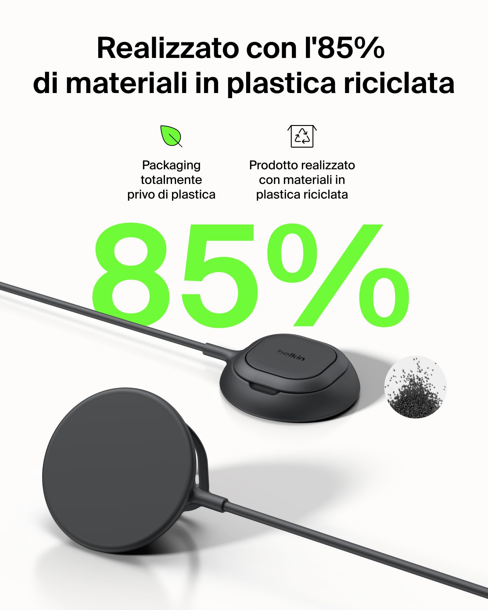 Belkin UltraCharge Chargeur Magnétique Qi2 25 W, Chargeur Sans Fil Rapide, MagSafe Avec Technologie De Refroidissement Passive, Support Pour L'iPhone 17 (Tous Modèles), Pixelsnap, AirPods Pro - Noir