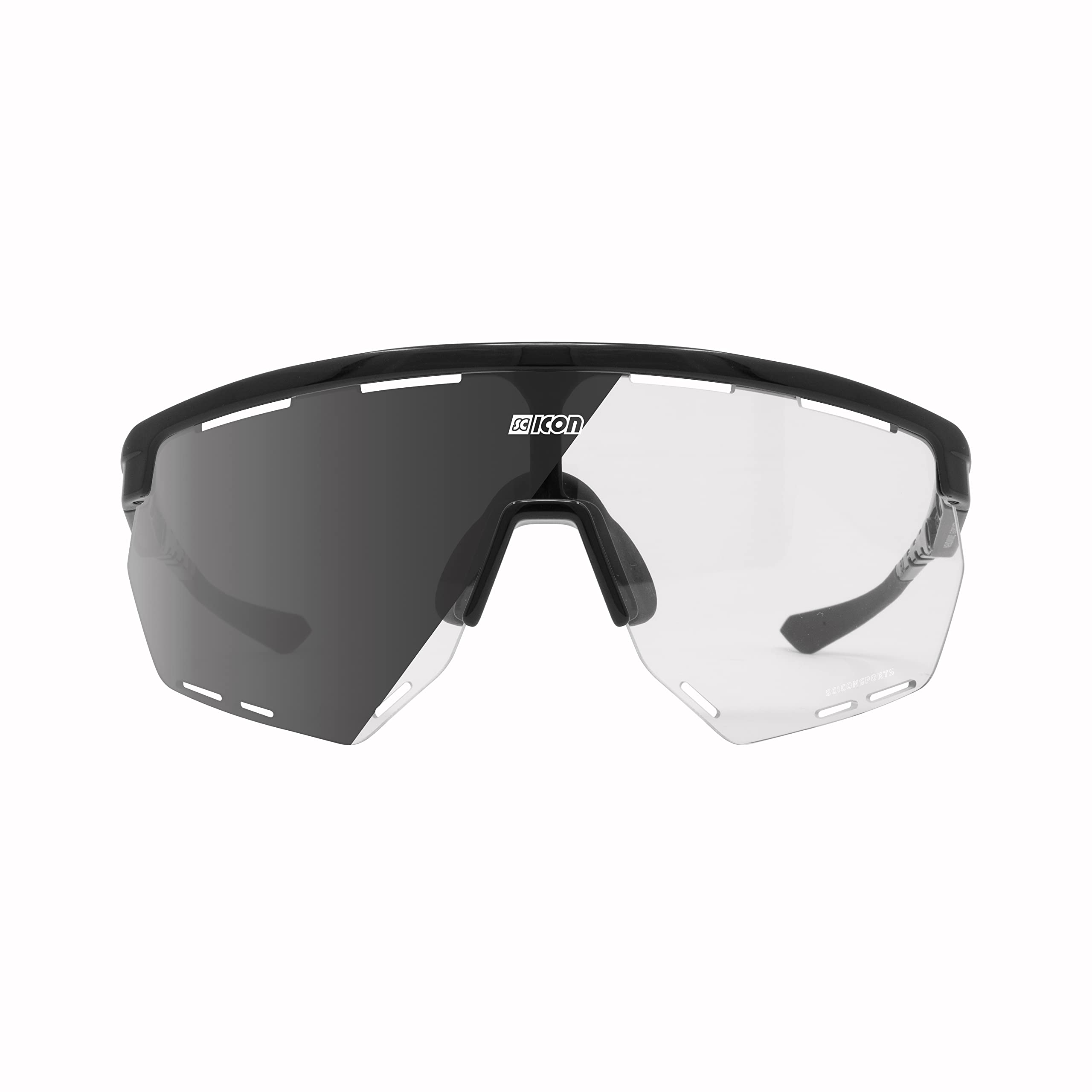 Scicon Sports Aerowing Occhiale Sportivo (Nero Lucido/Argento Fotocromatico)