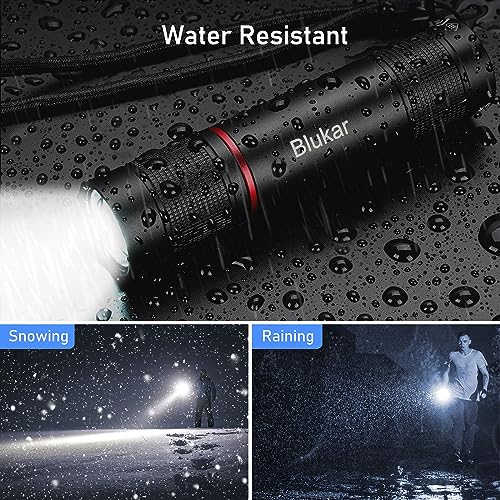 Blukar LED Taschenlampe Aufladbar, Superhelle Zoombare Mini Torch mit 4 Lichtmodi und Langer Betriebsdauer, Wasserdichte Taktische Handlampe für Camping, Wandern, Outdoor, Notfäll