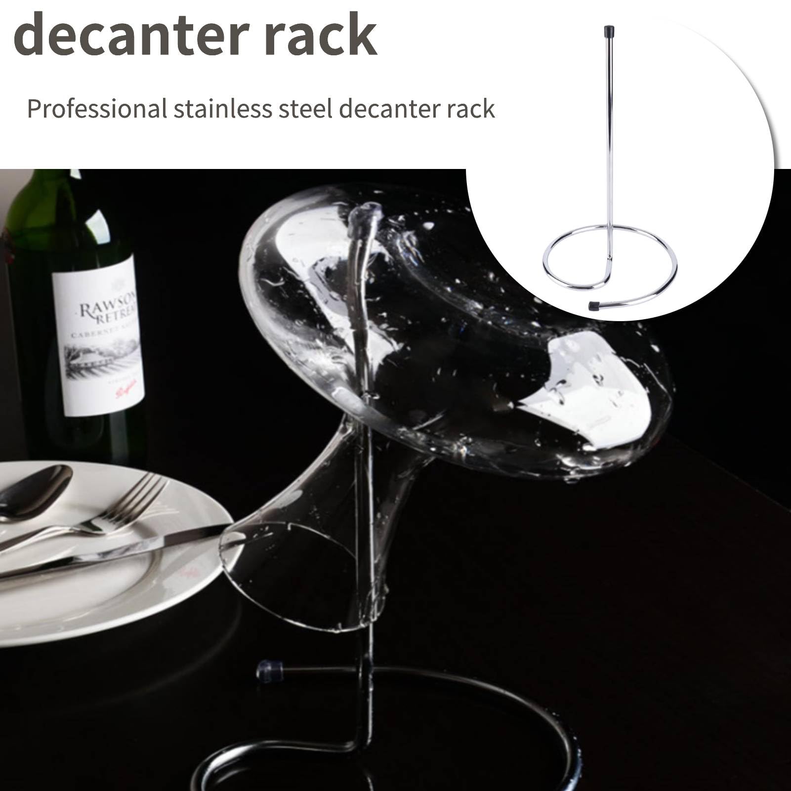 HERCHR Decanter Rack Soporte de acero inoxidable 16,5 x 16,5 x 31 cm