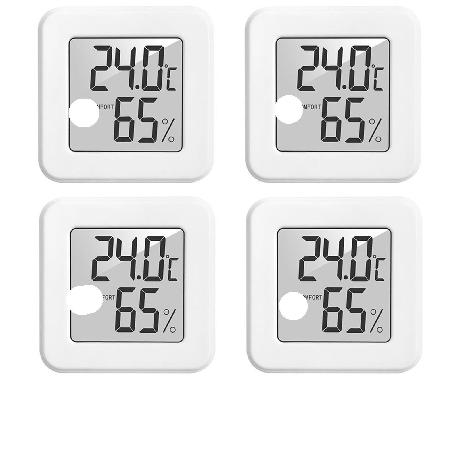 Igrometro digitale da interno, Termometro Digitale Igrometro Misuratore di Umidità e Temperatura Interna Bianco 1/2/4 pz(White 4pcs)