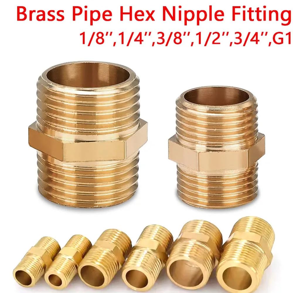 Giunti e connessioni idrauliche, adattatore rapido for raccordo a nipplo esagonale for tubi in ottone 1/8 1/4 3/8 1/2 3/4 1 maschio-maschio for acqua, olio e gas(1l8 to 3l8,10 pcs)