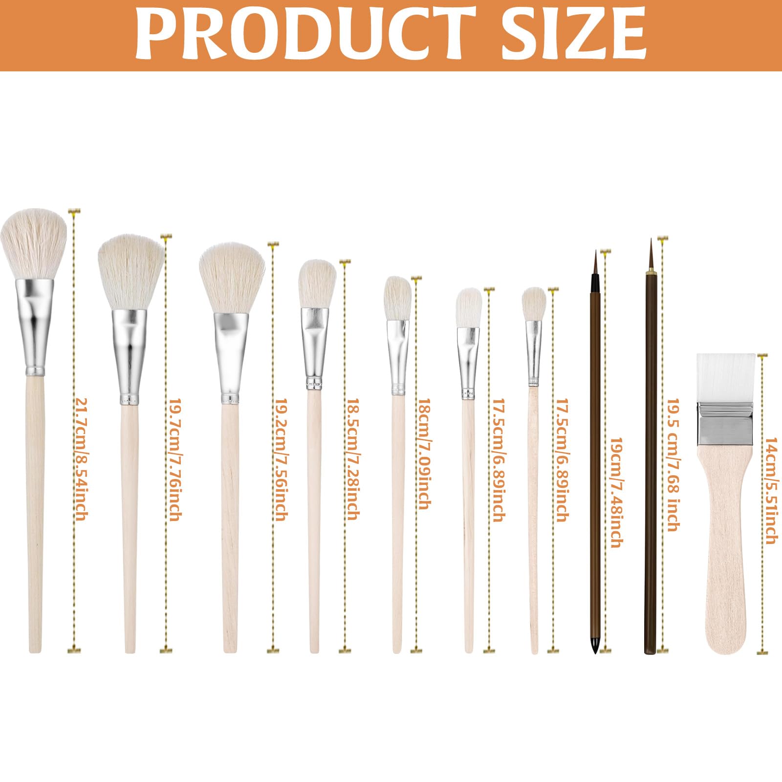 10Pcs Acrylic Painting Brushes Mop Brush for Acrylic Painting, Mop Brush Paintbrushes for Acrylic Paint, Oil Painting Brushes, Professional Paint Brushes for Acrylic Painting for Watercolor Painting