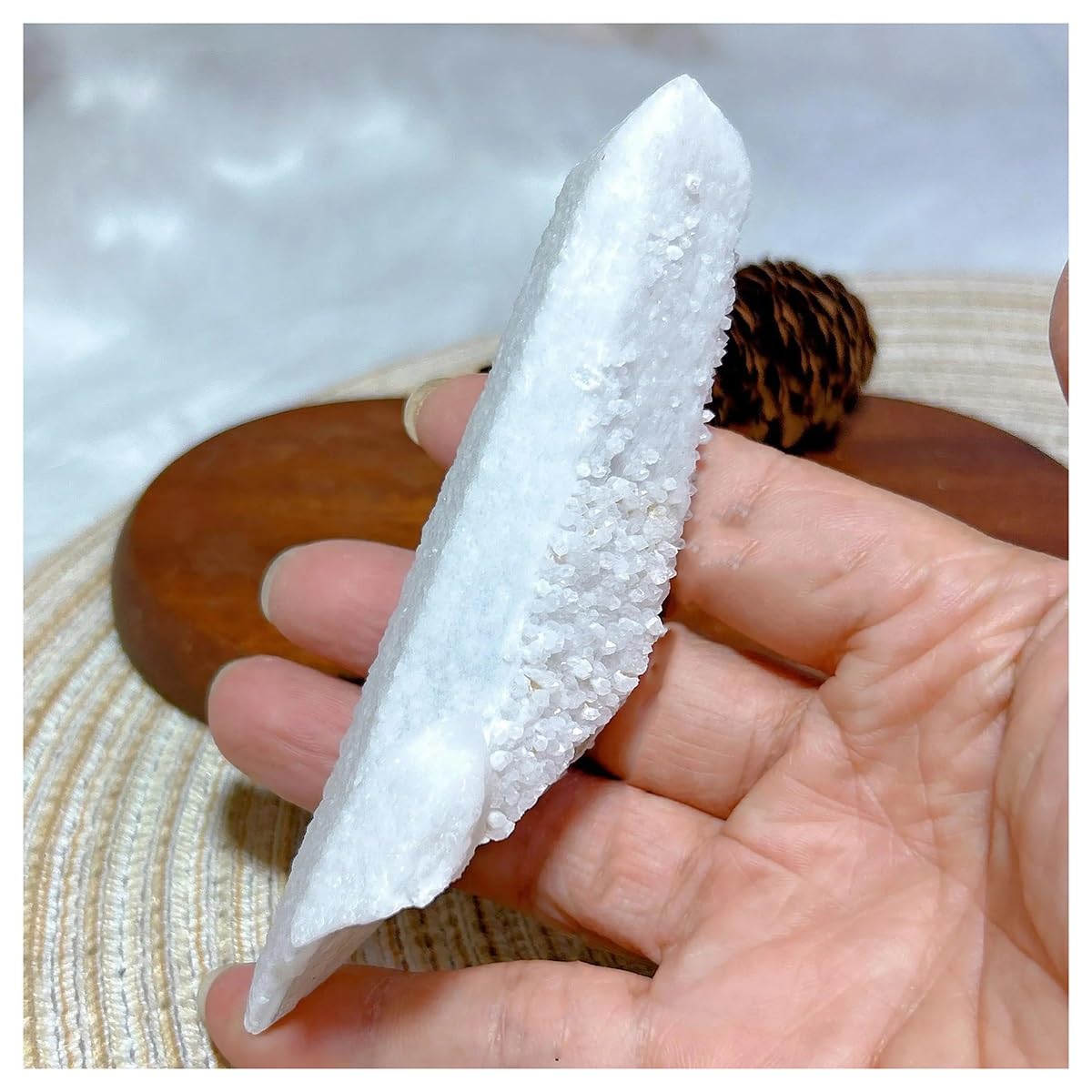 Cuarzo transparente natural en piedra drusa cruda decorativa de 123mm
