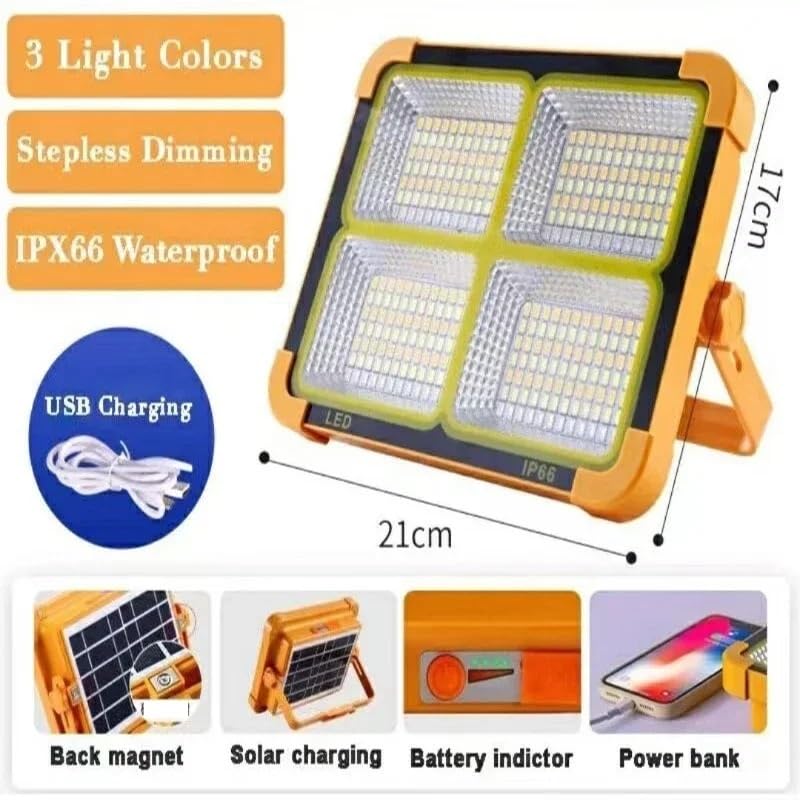 Foco Led Exterior, Reflector Solar LED USB Recargable Emergencia Camping Linterna Impermeable al Aire Libre portátil