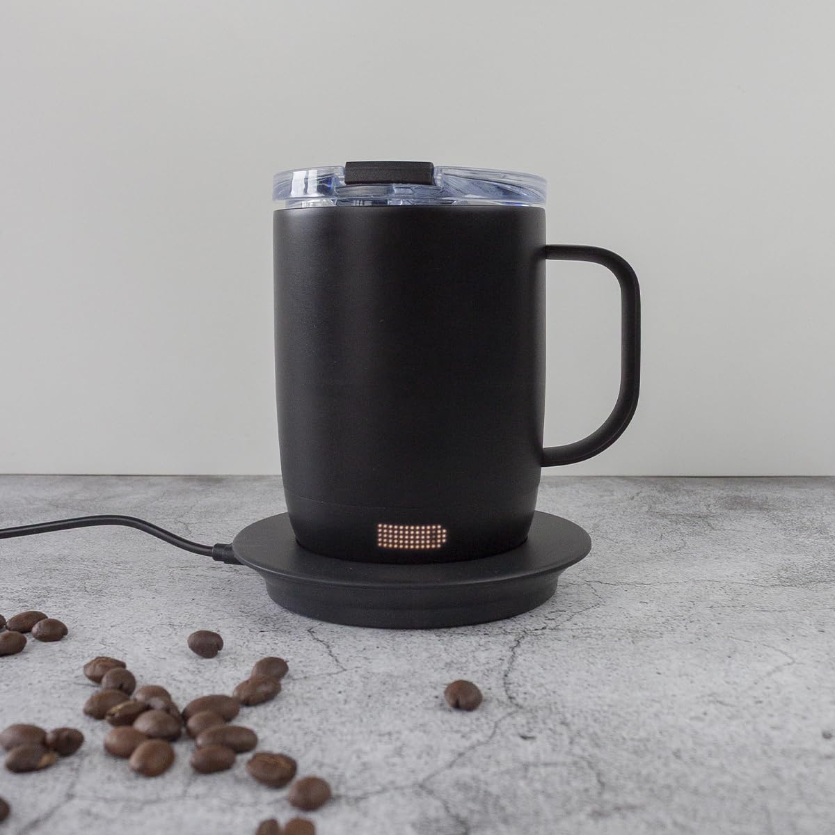PRIXTON Taza inteligente Smart Mug Tempo con Control de Temperatura, Taza de 300 ml de Acero Inoxidable, Pantalla LED, Sumergible IPX6, Auto-apagado de Seguridad, Autonomía de 1,5 h