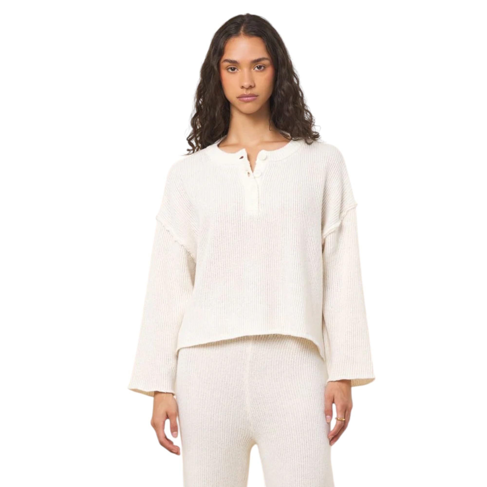 VINTAGE HAVANA Womens Terry Henley Sweater