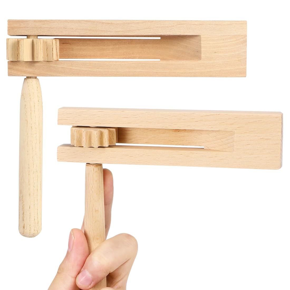 2 Pezzi Strumenti Musicali Bambini, Cricchetto in Legno Raganella Legno, Giocattolo Tradizionale Matraca Raganella, Tamburo Strumento Musicale, per Le Prime Feste di Giochi di Insegnamento