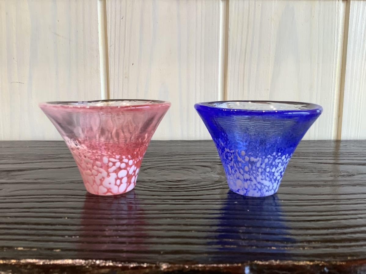 Amazon.co.jp: おちょこペアセット お猪口 ピンク 青 No.62 箱