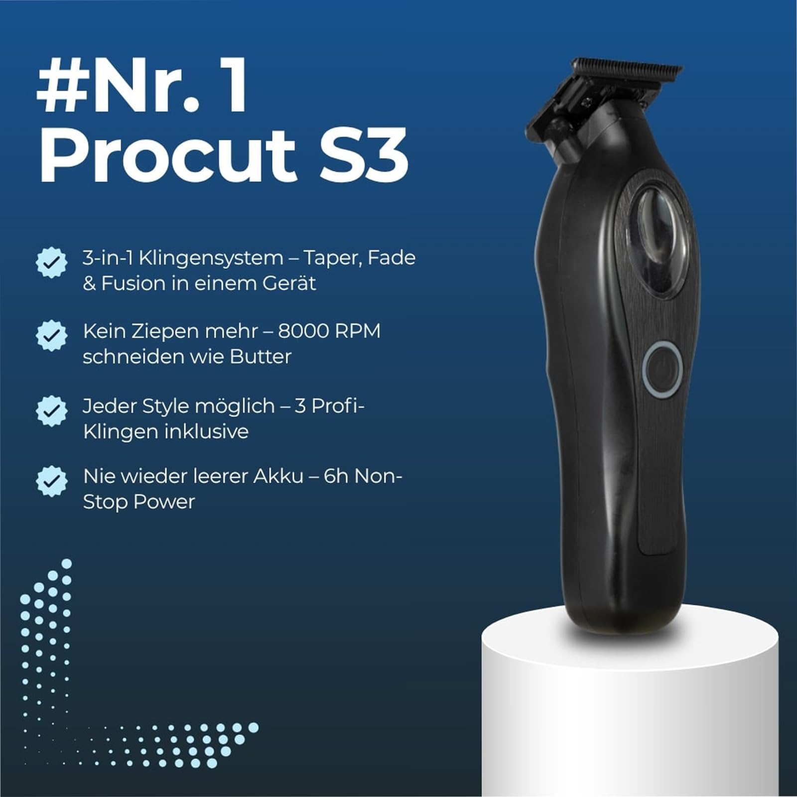 Procut S3 Haarschneidemaschine Professionelle Schnurlose Haarschneidemaschinen und Kits für Männer - Haar- & Bartschneider mit USB - Wiederaufladbar
