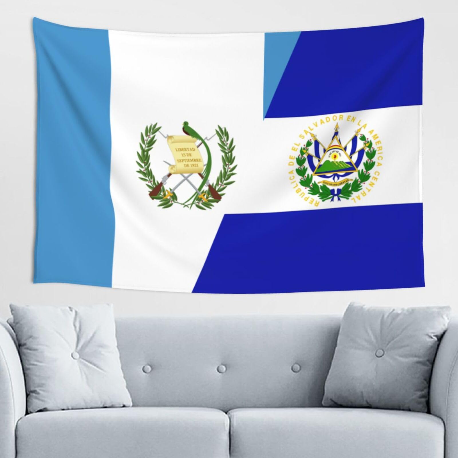Tapestry 60x40 Inch Funny Half Guatemala Half El Salvador Flag Art Tapestry Wall Hanging For Bedroom Living Room Dorm Room Home Backdrop Decor