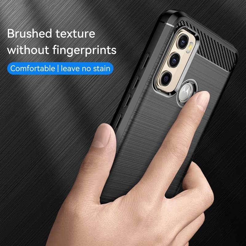 Image of NPRC Hybrid Ultra Slim Protective Case TPU Non-Slip Carbon Fiber Texture Shockproof Case Cover for Moto G40 - Black