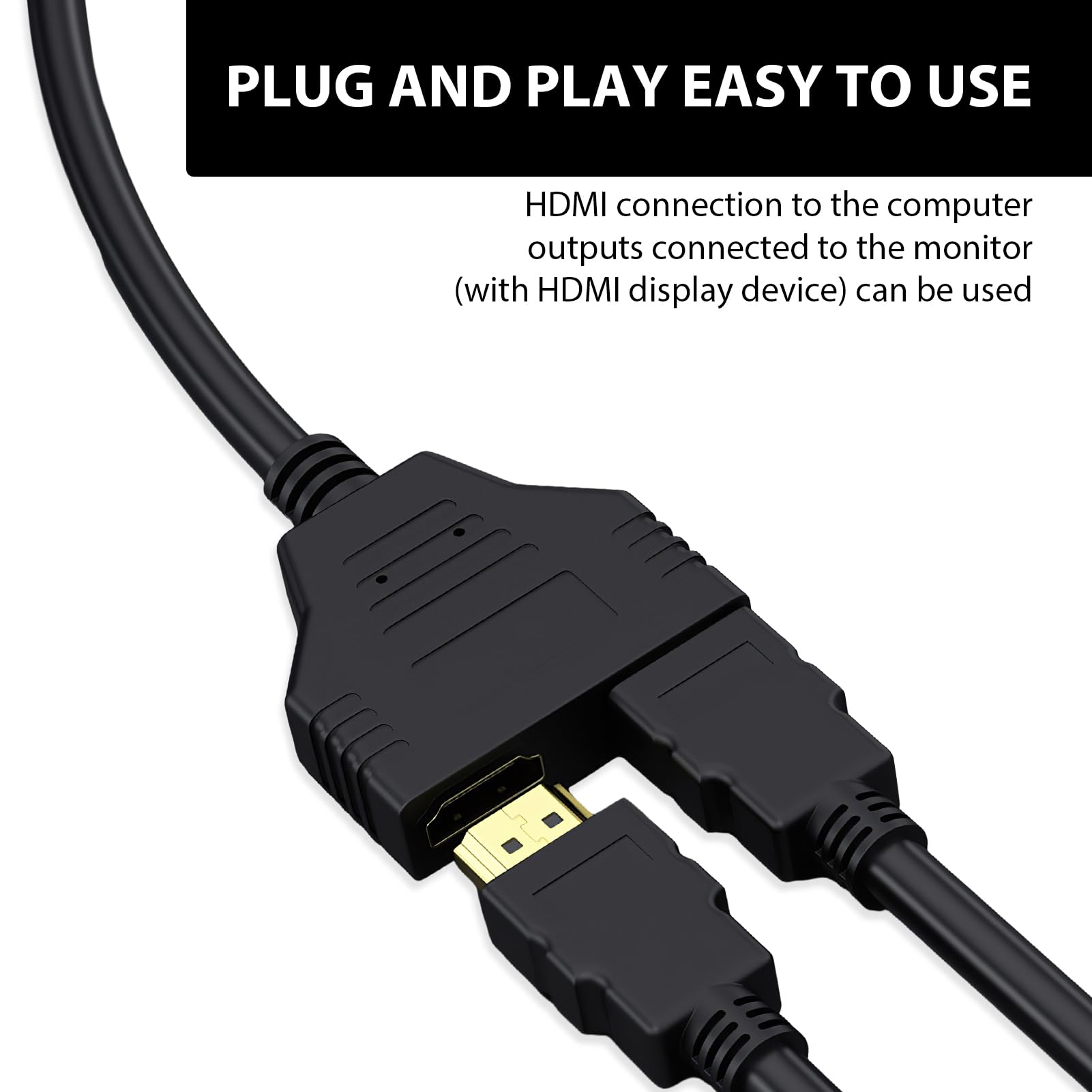 Cable Adaptador Divisor HDMI 1 Entrada 2 Salida Para Monitor De Oficina Pc Portatil 1080p 2 Piezas