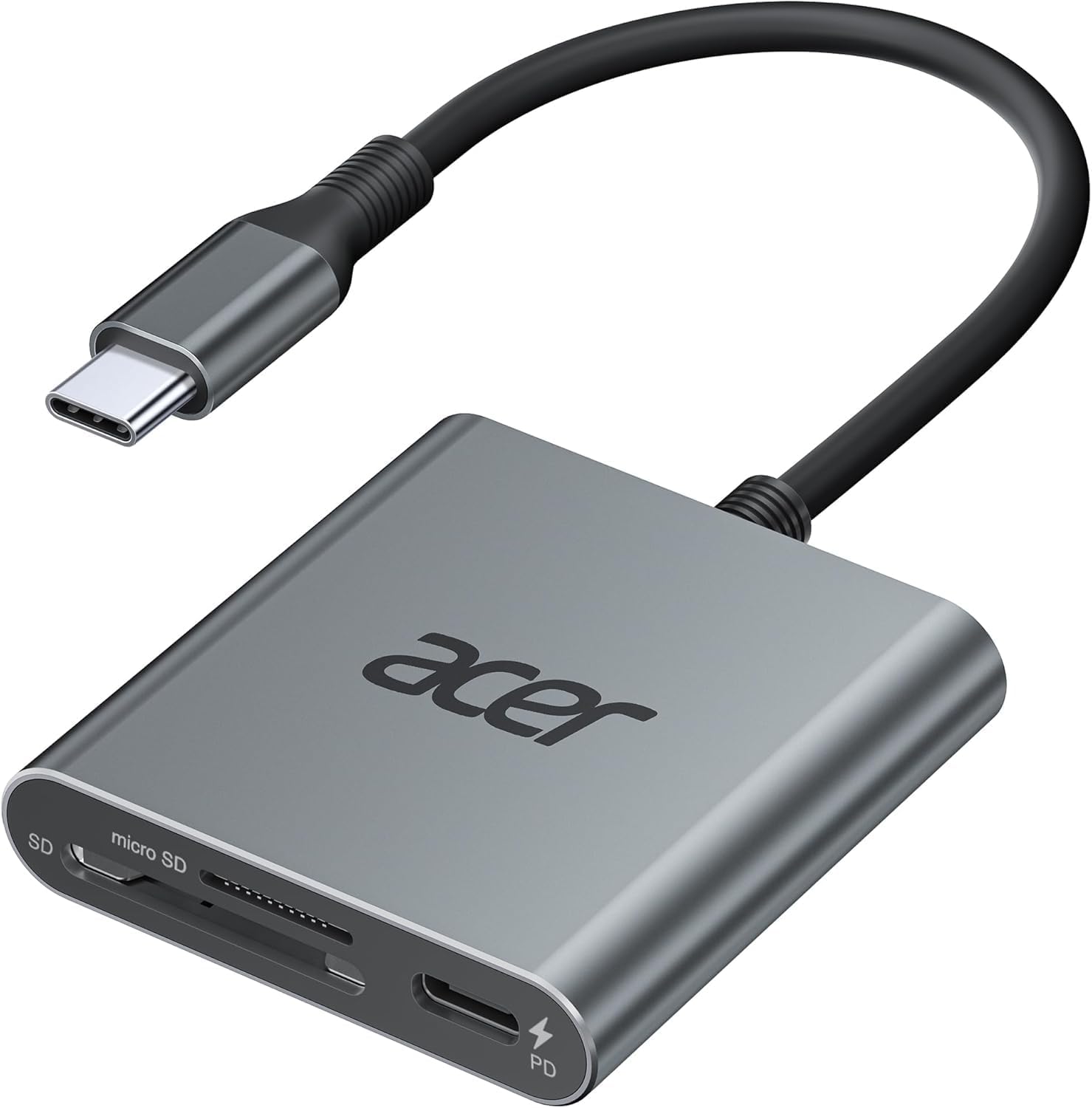 Acer UHS-II USB C SD Card Reader [100W PD] 3-in-1 Type-C SD 4.0 Adapter for MicroSD, SDXC, SDHC, MMC, RS-MMC Memory Card Reader Compatible with iPhone 16/15, MacBook, Laptops, Tablets, Cameras
