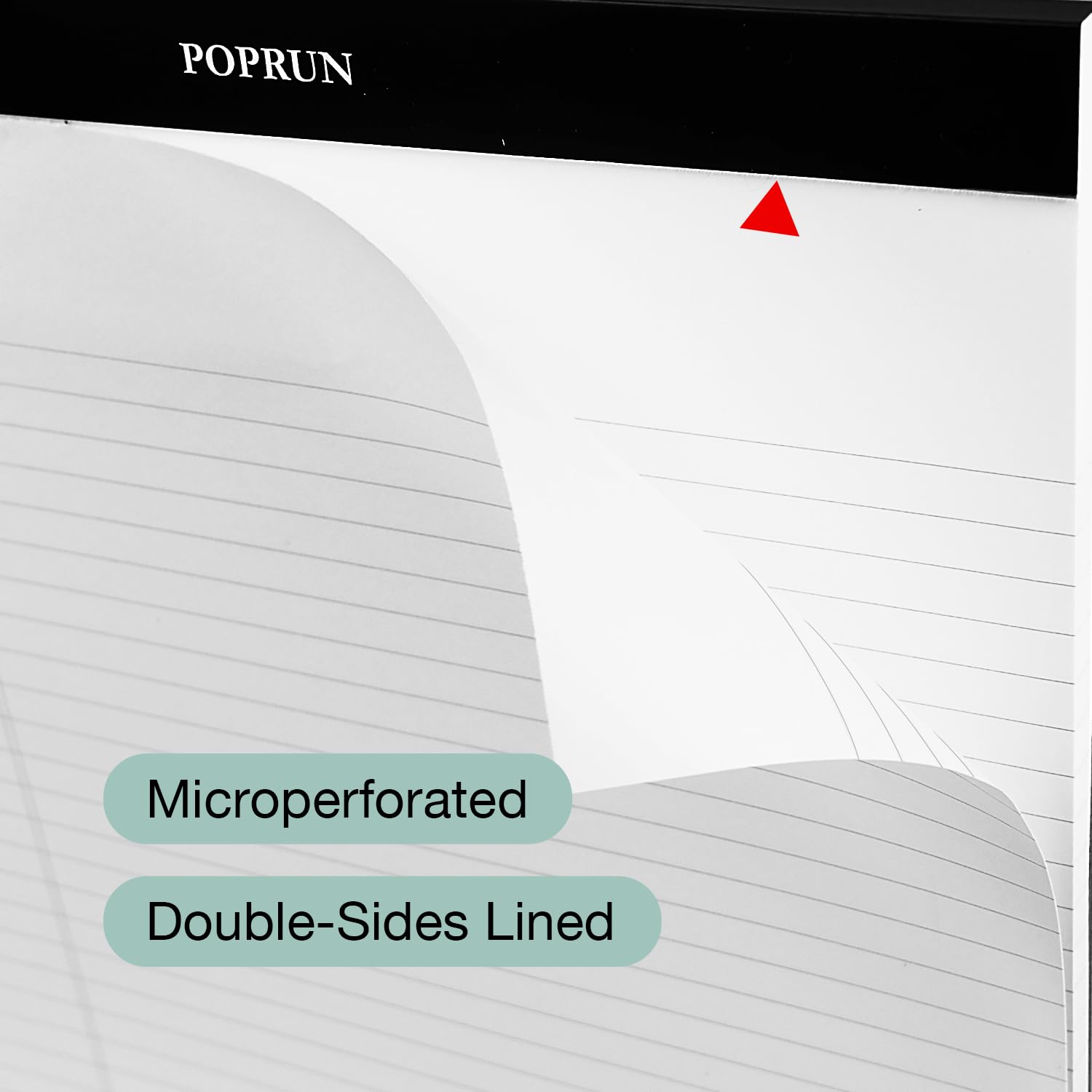 POPRUN Blocchi legali bianchi, a righe larghe, 100 g/m², 8,5 x 11,75 cm, blocco note a righe per lavoro, scuola, forniture per ufficio, confezione da 6