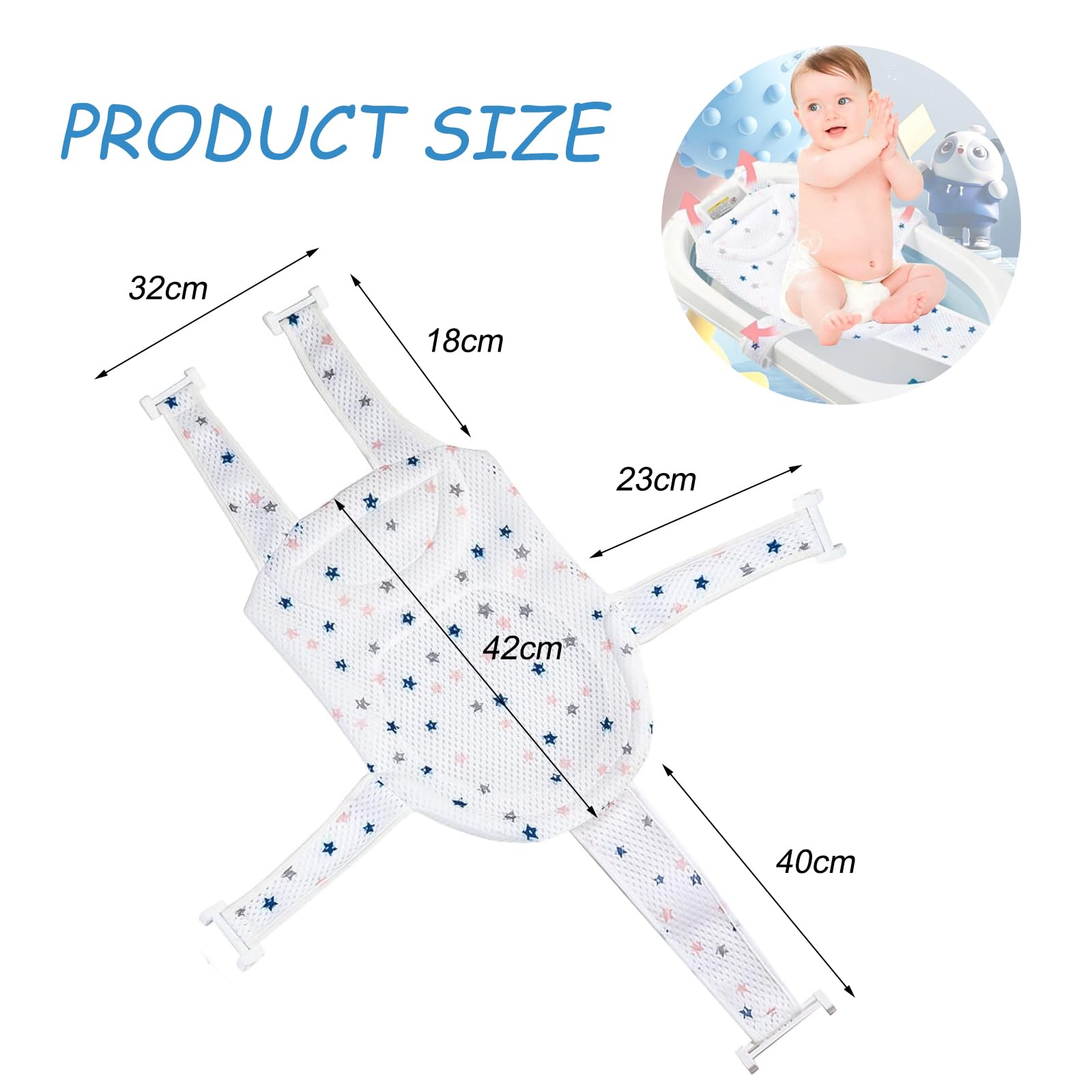 Hamac Antidérapant pour Bain et Bébé Transat Pliable en Maille pour Bébé de 0 à 36 Mois