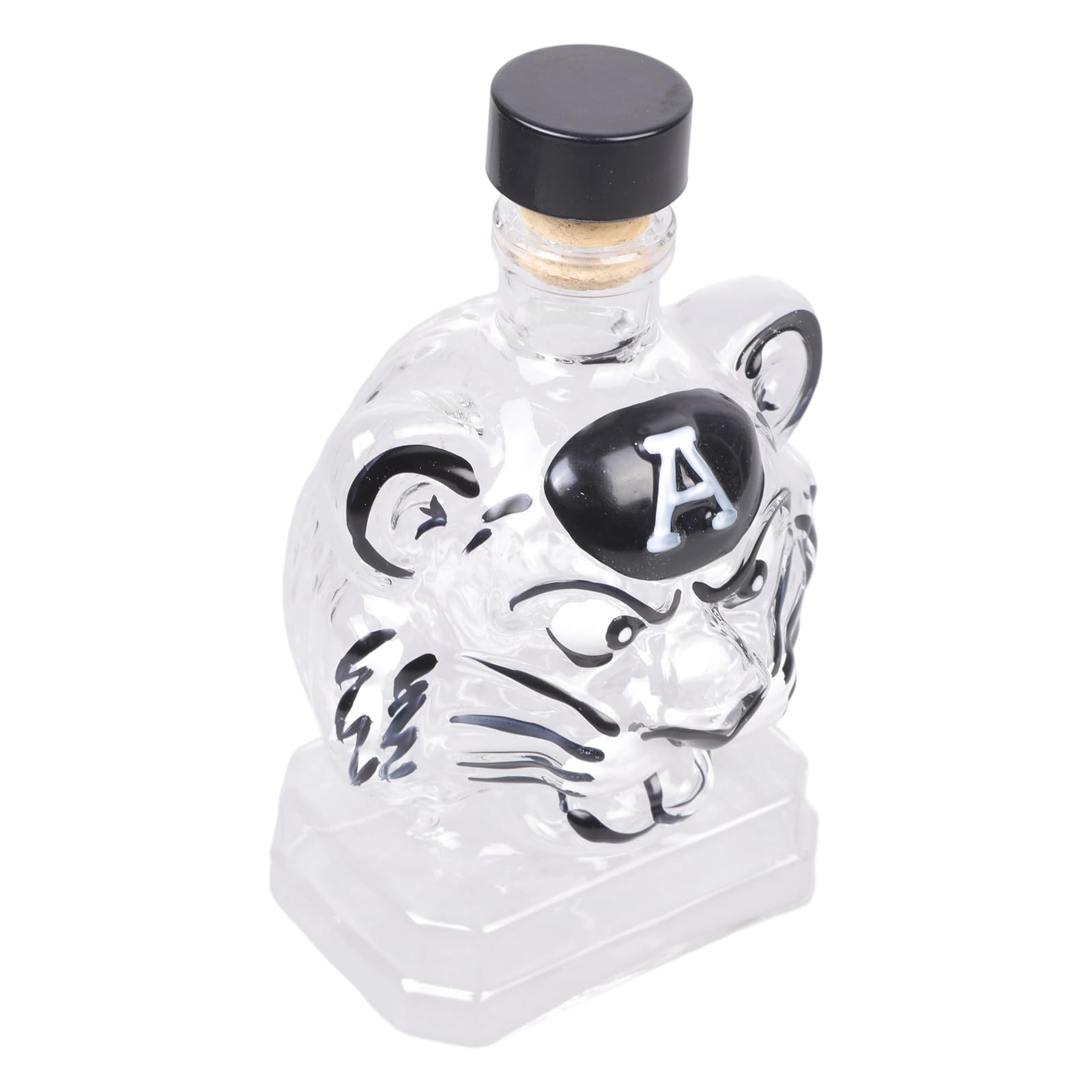 LUCKGONI Creative Head Shape Whiskeys Decanter Clear Glass Liquor Bottle Container with Thick Stable Base Design