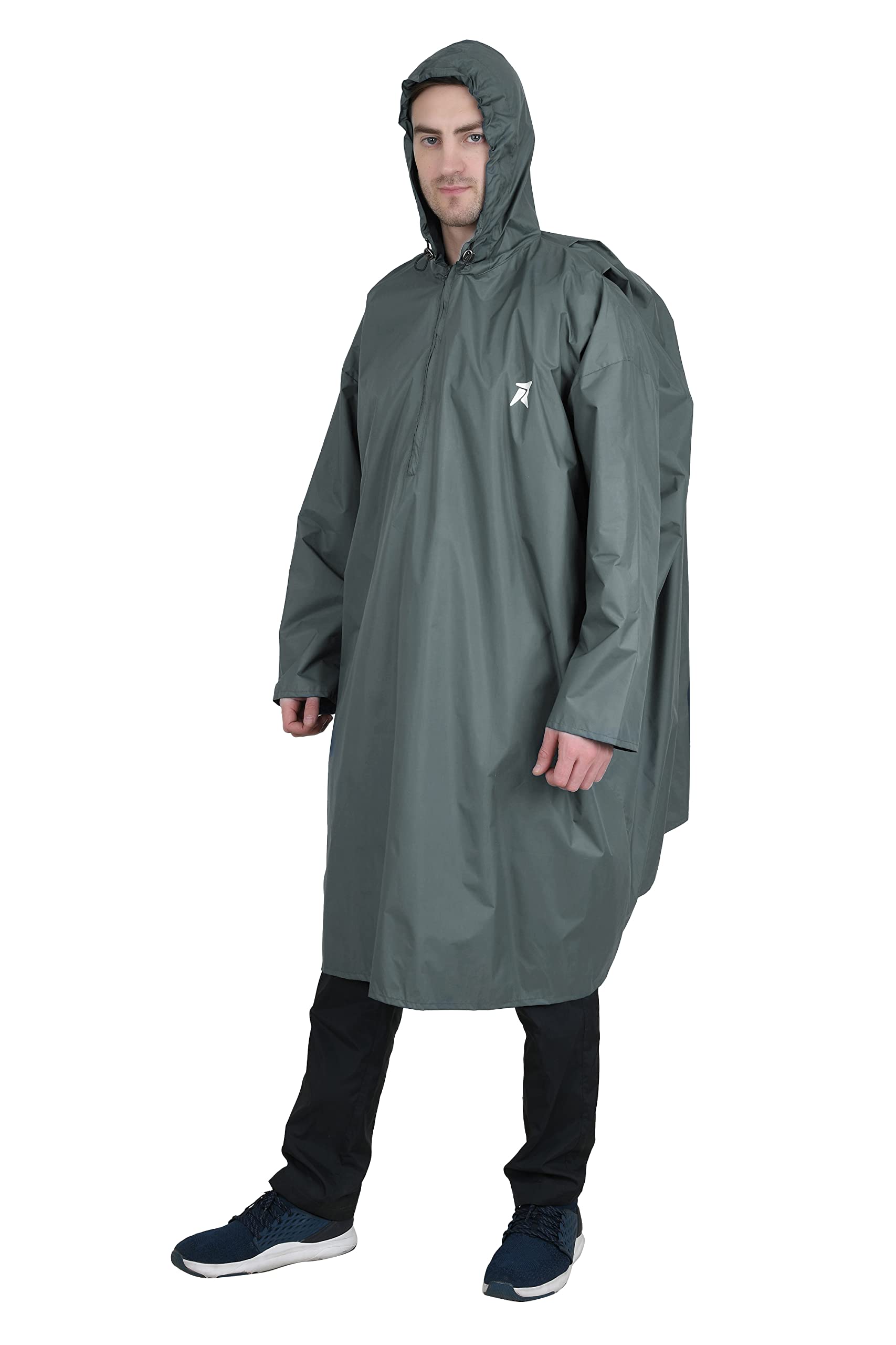 ROCKSPORT Hooded Waterproof Rain Poncho for Men II PU Coating 2000MM - Grey