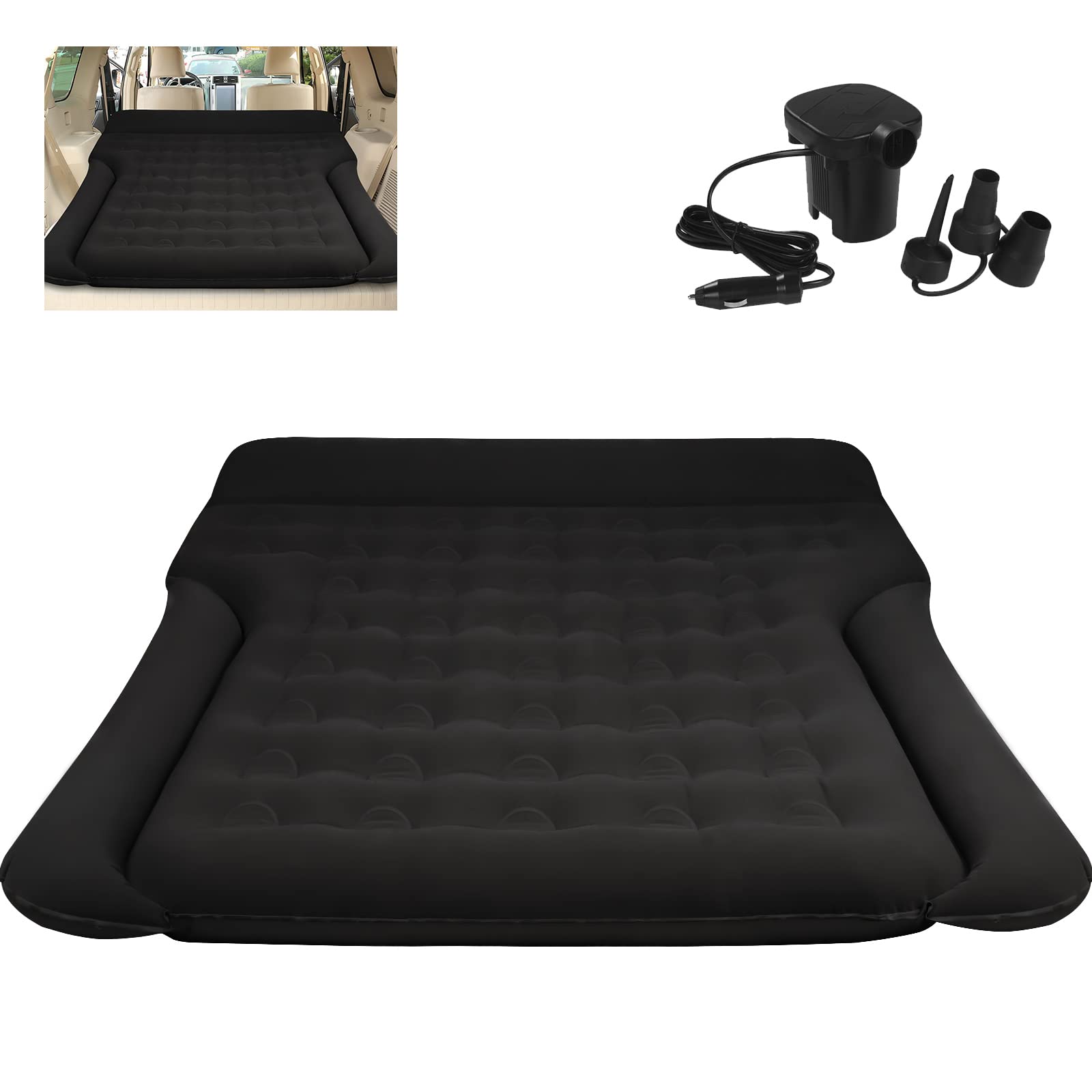 Colchón Inflable SUV Coche Cama Plegable MPV con Bomba para Viajes Camping Piscina Negro