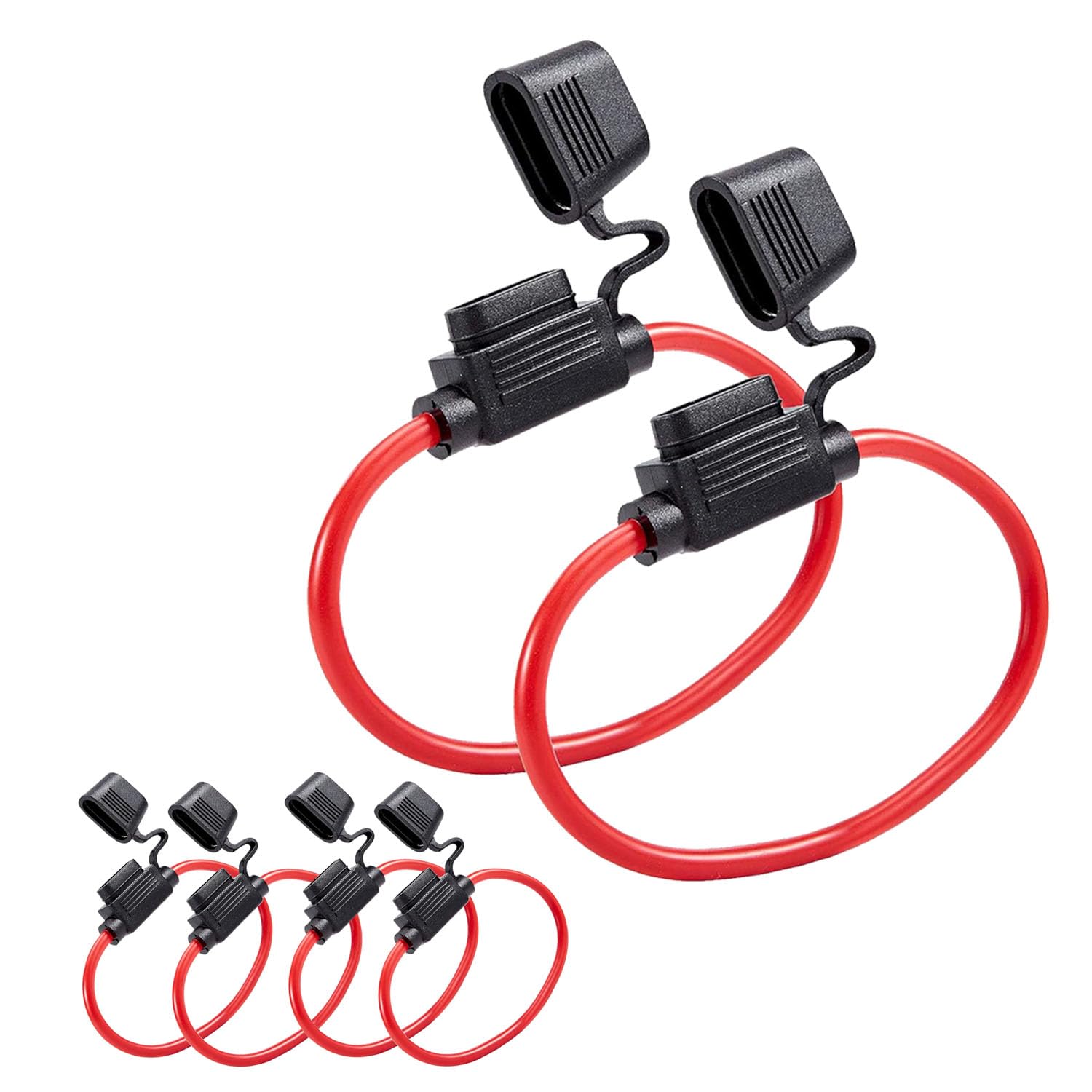 6PCS Inline Fuse Holder, 14v Gauge Copper Wire, Waterproof ATC ATO Blade Fuse, Standard Plug Socket with Medium Blade Fuse, Fuse Holder, Automotive Accessories for Car, Truck, ATV, Boat, Motorbike