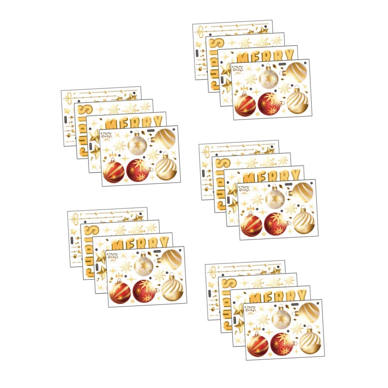20 Feuilles Autocollants de Noël autocollants muraux de Autocollant de fenêtre de sticker sapin de noel stickers noel vitre décoration d'intérieur décor d'or PVC