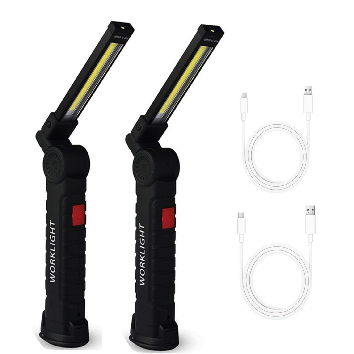 Joyzzz LED Work Light, 2 Packs Rotate Grill Light and 5 Modes Bright LED Flashlights, COB Rechargeable Work Lights with Magnetic Base, Inspection Light for Car Repair, Household, Camping