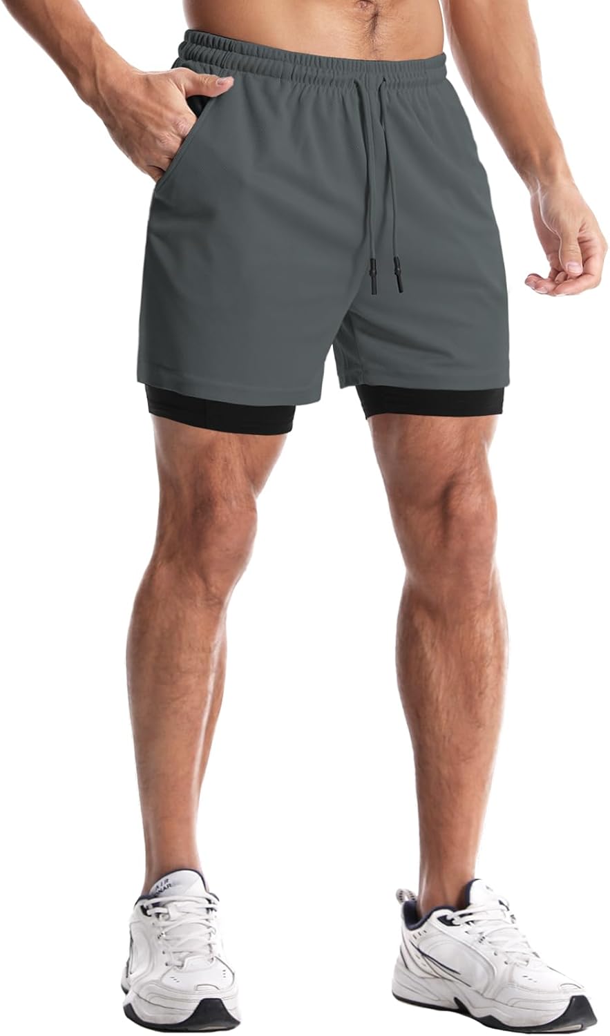 Aolesy Men's Gym Shorts with Liner 5"/7"/9" Lightweight Running Shorts Mesh Workout Athletic Shorts with Pockets - Image 4