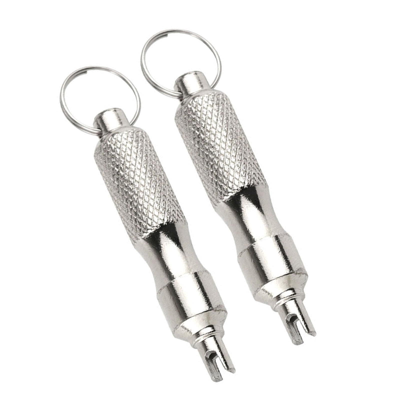 Jazuaiao 2Pcs Portable Valves Cores Screwdriver Tire Valves Cores Deflation Tool for Car Motor Tyre Installation Repair Enduring Stainless Steels Tire Wrench with Keyring