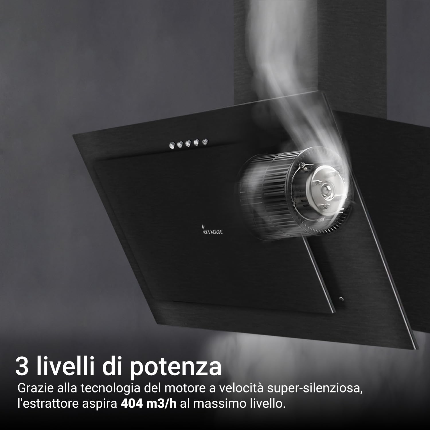 KKT KOLBE | Cappa aspirante 60 cm | Nero | Aria di scarico e aria di ricircolo | Senza testa | Acciaio inox | Inclinata | Funzionamento a pulsante | VTH6004S