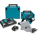 Makita XPS01PTJ 18-Volt X2 LXT Lithium-Ion (36V) Brushless Cordless 6-1/2 inch Plunge Circular Saw Kit (5.0Ah) with 199140-0 39 inch Guide Rail(Sold separately)