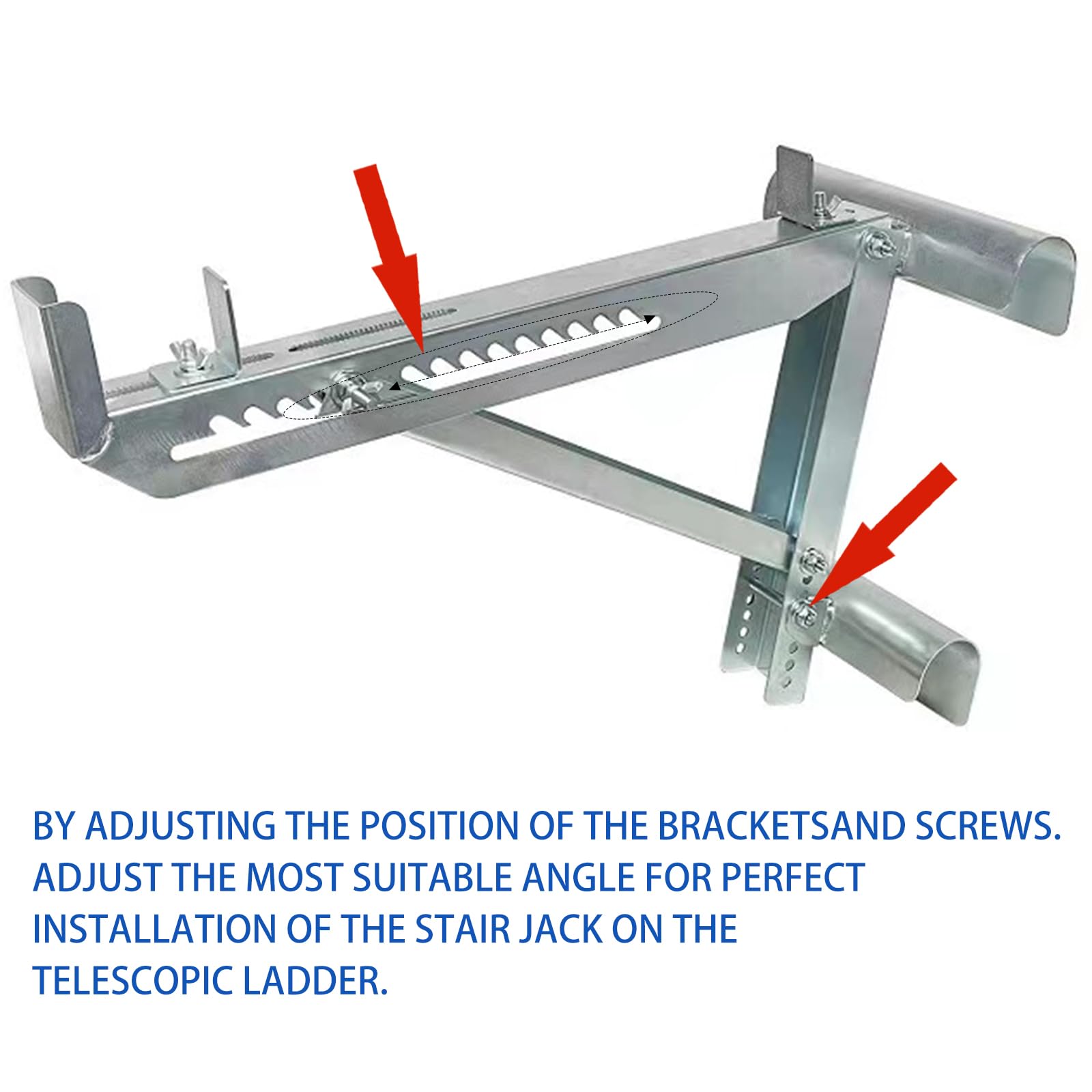 MetalTech 21.75 In. X 10 In. X 29 In. Aluminum Adjustable 3-Rung Ladder Jacks For Scaffold Extension Walk Boards Or Ladder, 2-Pack E-LJ30P - View #7