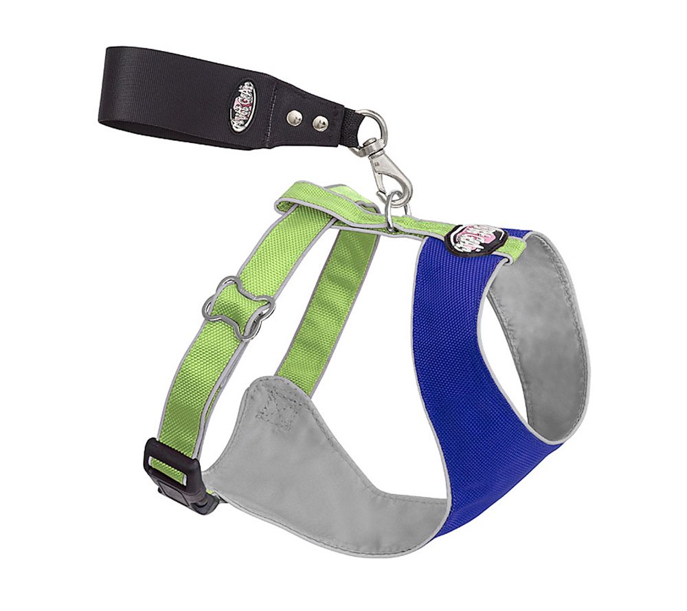 Doggles Over the Head Dog Harness, Blue/Green, Small