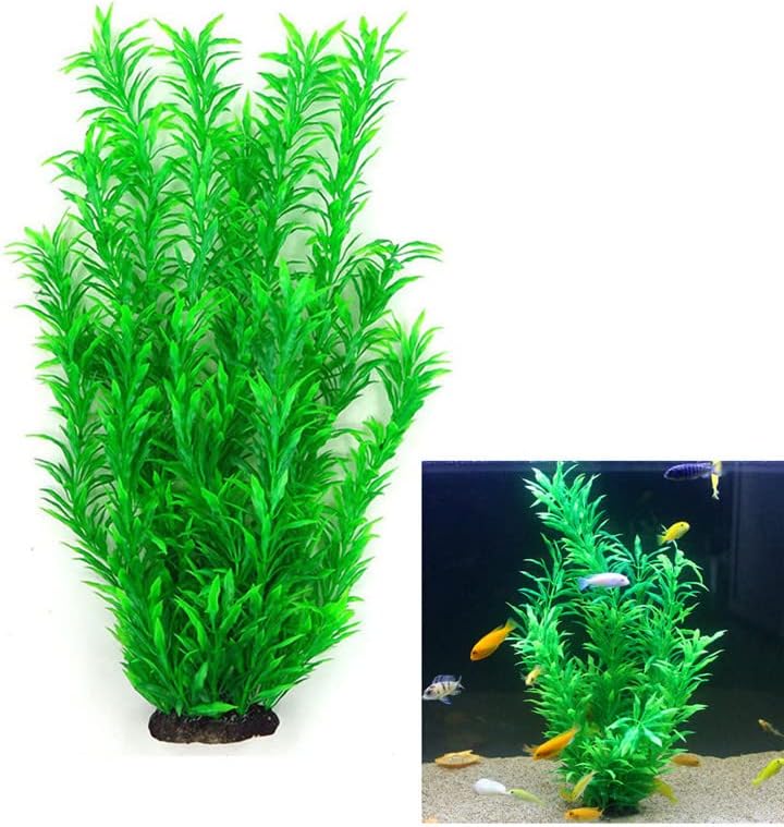 donau 15 Inch Large Aquarium Plants Plastic Green Fish Tank Plants Artificial Aquairum Decor