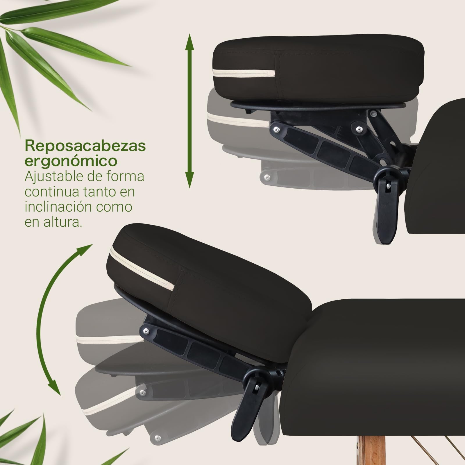 Zen – Camilla Masaje Plegable Mobile Startup de Altura Regulable - Camilla estetica sólida de Madera Maciza - Camilla Plegable con cabecera Regulable, reposabrazos y Bolsa de Transporte Negro