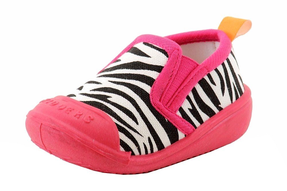Skidders Infant Toddler Pink Zebra Gripper Slippers Shoes Sz: 10 (3 Years)