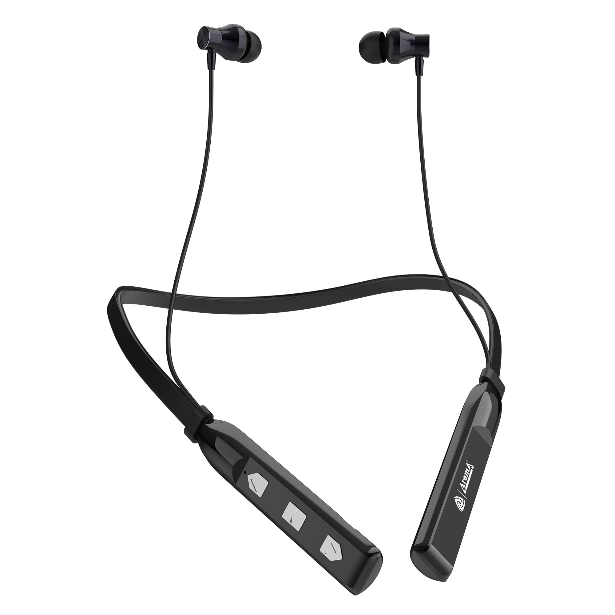 aroma nb119 tune upto 48 hours playtime*, fast charging, dual pairing, bluetooth neckband