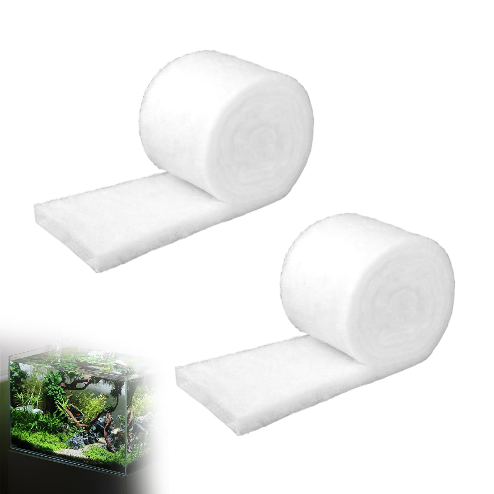 2 pezzi di ovatta filtrante per acquario, 200 x 12 x 3 cm, tessuto non tessuto filtrante per acquario, ispessimento, ad alta densità, filtro ad alta densità, spugna per filtraggio efficace dei