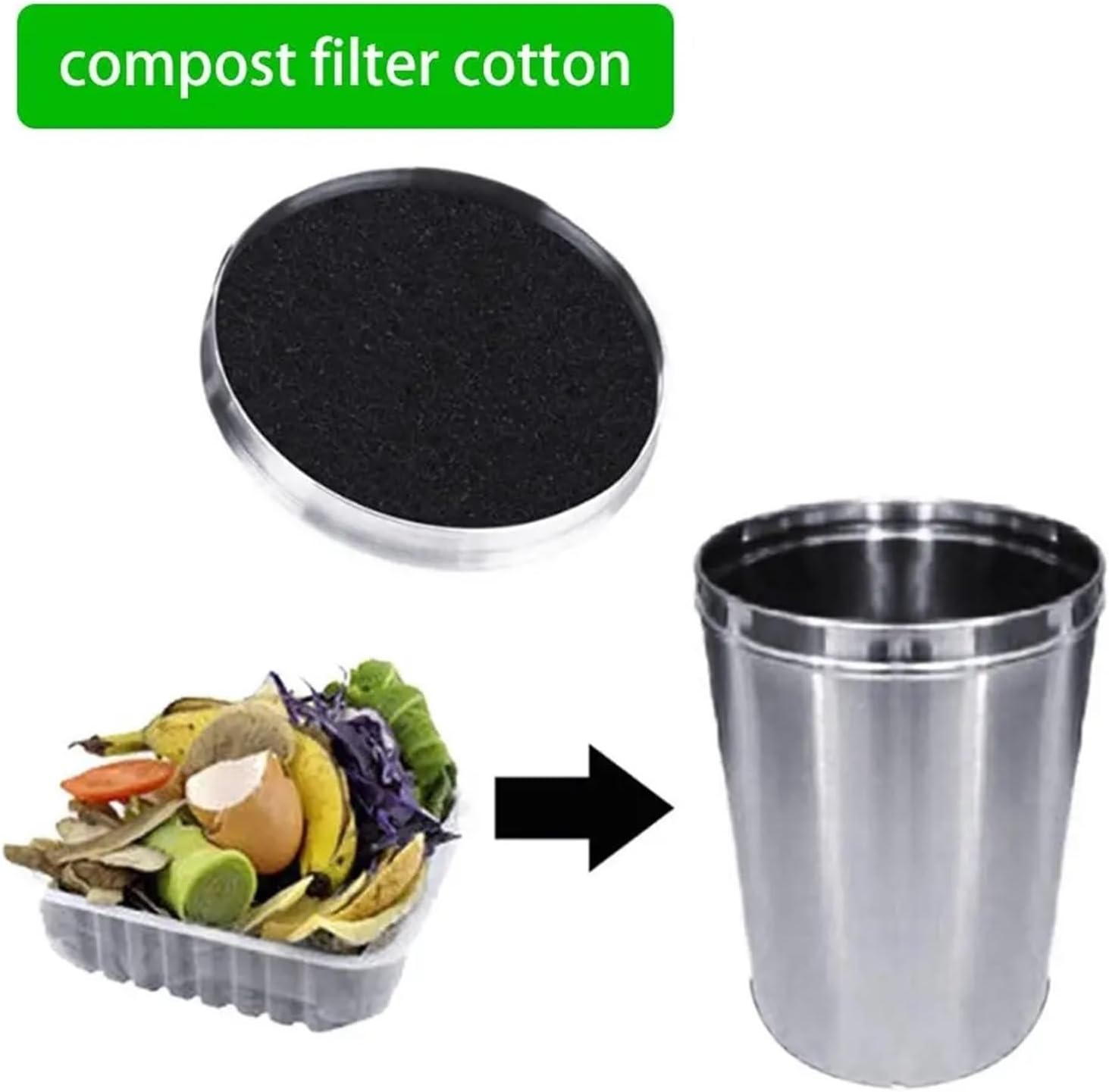 Compost Bin Filters 12pcs Filter Sponge Square Round Compost Cotton, Deodorant Activated Carbon Kitchen(Square)