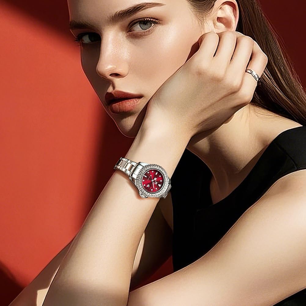 OLEVS Ladies Watch Diamond Dress Quartz Analog Female Watches Stainless Steel Two Tone Waterproof Luminous Day Date for Womens Wrist Watch Gift - Image 9