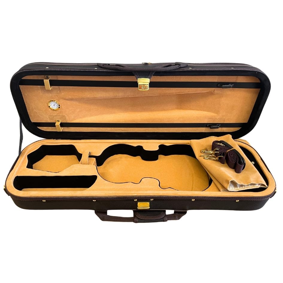 mezzo-forte Geigenkasten Matteo 4/4 – sehr leicht, beige/dunkelbraun, stabil, Rucksackgurte