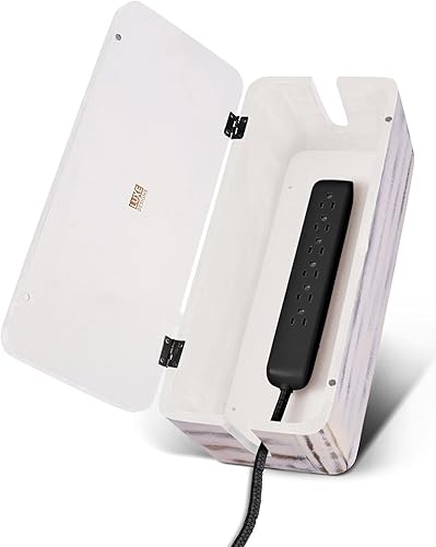 Caja rústica para organización de cables y organizador de cables, organizador de cables para escritorio, hogar, oficina. Oculta cables, protectores