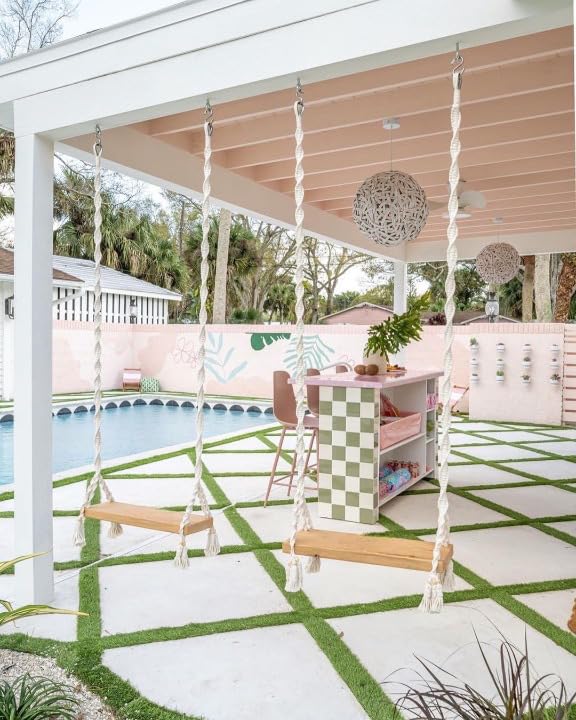 New Handmade Macrame,Swing, Wood,Outdoor Swing, Indoor/Outdoor Swing,Look Great,Birthday, Party Swing, Wedding Swing, Tree Swing, Wooden Swing