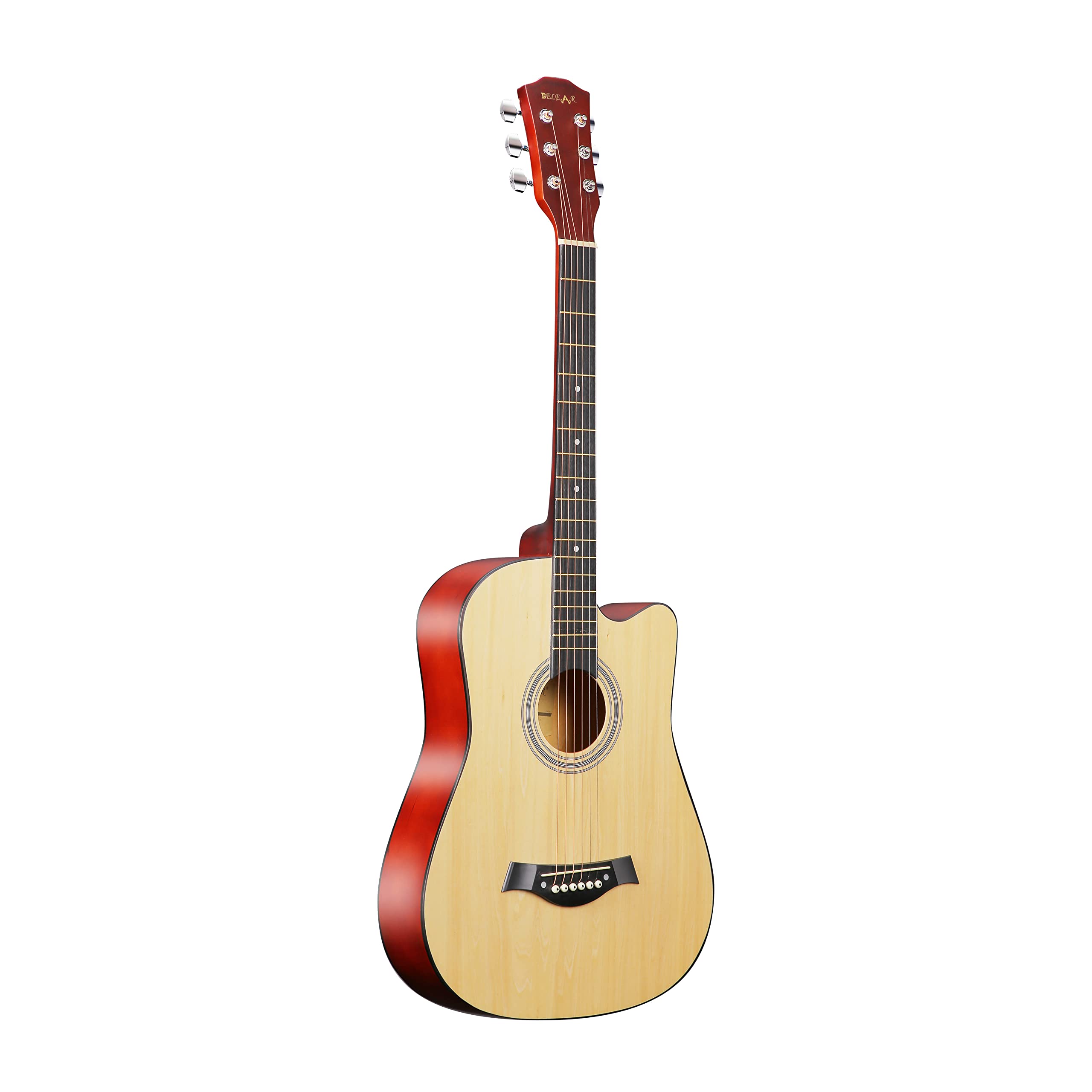 Belear I280-NAT 38 Inch Natural Matt Spruce Cutaway Acoustic Guitar with Dual Action Truss Rod