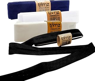 Trimz Bias Binding Bundle (White, Ivory, Navy, Black) Encuadernación al sesgo, Algodón Poliéster, Marfil/Blanco/Azul Marino/Negro, 4 x 3m
