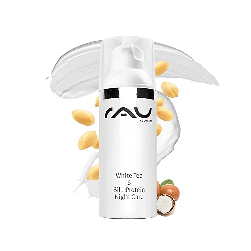 RAU - Cuidado nocturno de té blanco y proteína de seda (1.7 onzas líquidas), mascarilla regeneradora con té blanco, mascarilla hidratante