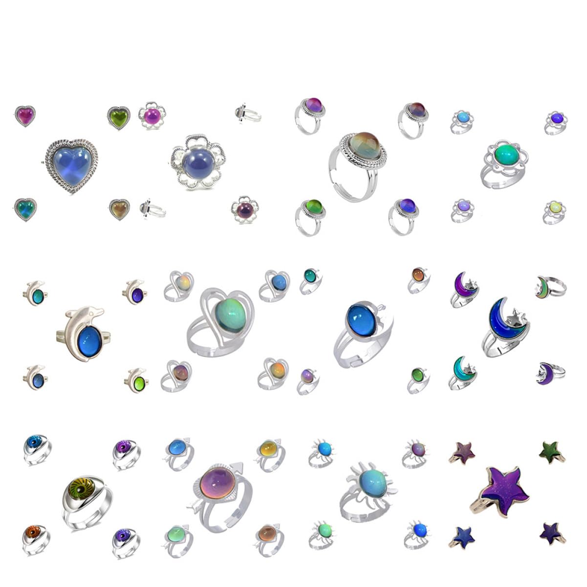 ifundom 36 Stk metallringe Stimmungsring Sonnenring Gefühlsring Ring für Frauen kinder ringe Öffnungsringe geschenk Kristallring Farbwechselring klassisch Schmuck Zubehör Spaltring Student
