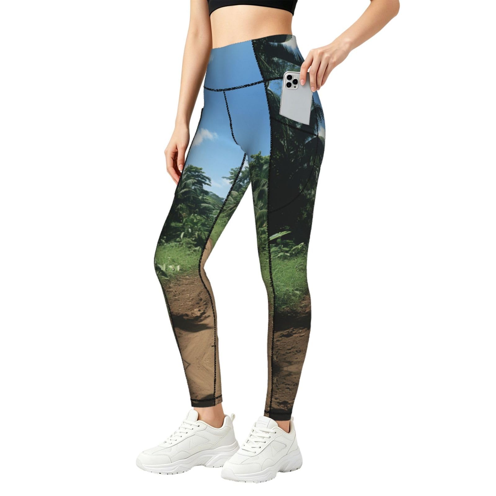 Pantalones de yoga con bolsillos de cintura alta elásticos y leggings para correr 8